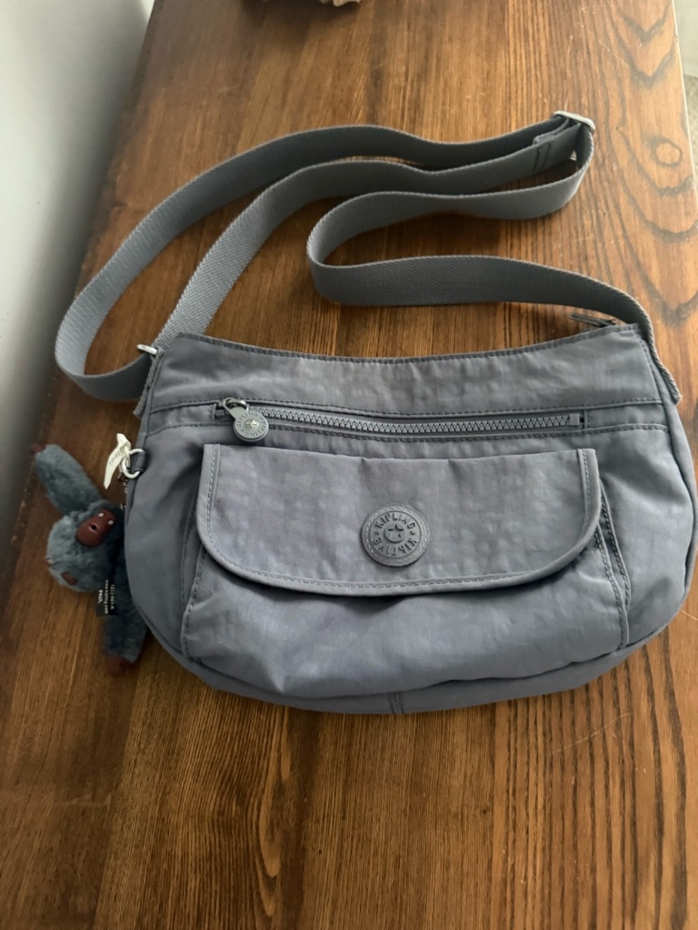 Kipling Syro Crossbody Shoulder Bag with Front Pocket, Blue-Grey